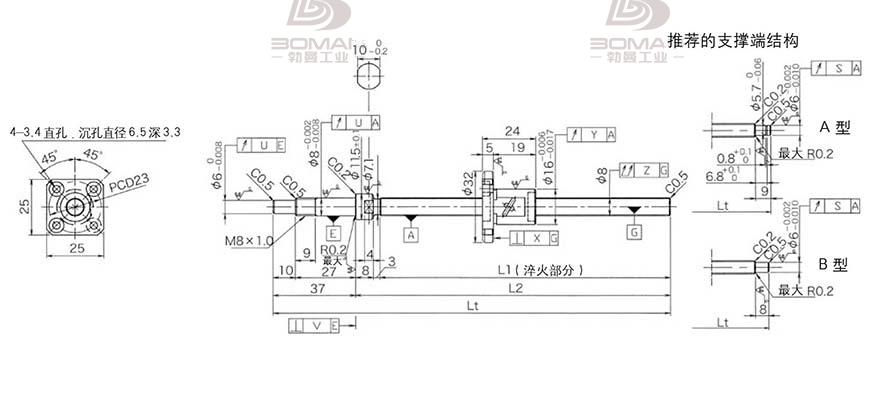 KURODA GP081FDS-AAFR-0170B-C3F 黑田精工丝杆怎么安装的